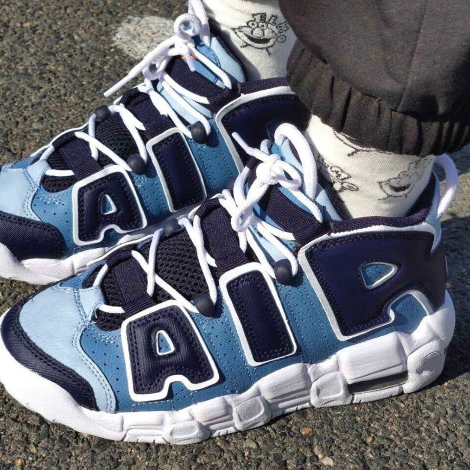 【同款】早秋热款皮蓬大air白淡蓝皮蓬蛇纹牛仔蓝男女篮球鞋甜背星