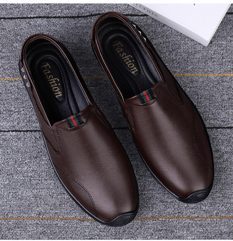 高品质红青蜒男鞋商场同款男鞋春季商务休闲鞋男士软底真牛皮潮流透气