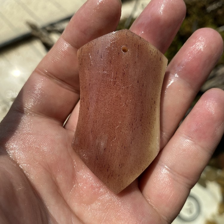 老凤凰天然骆驼骨血料满蝌蚪纹手工雕刻未脱脂驼骨手把件三界牌吊坠