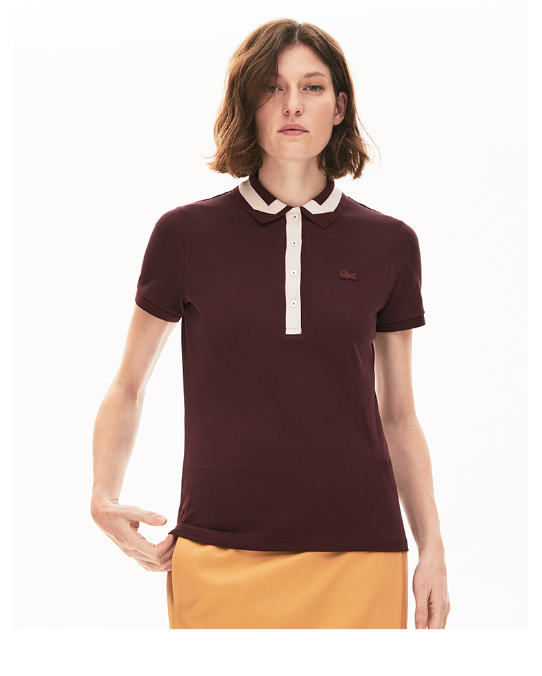 lacoste法国鳄鱼女装20春夏新款拼色休闲短袖polo衫女|pf5773n1 166
