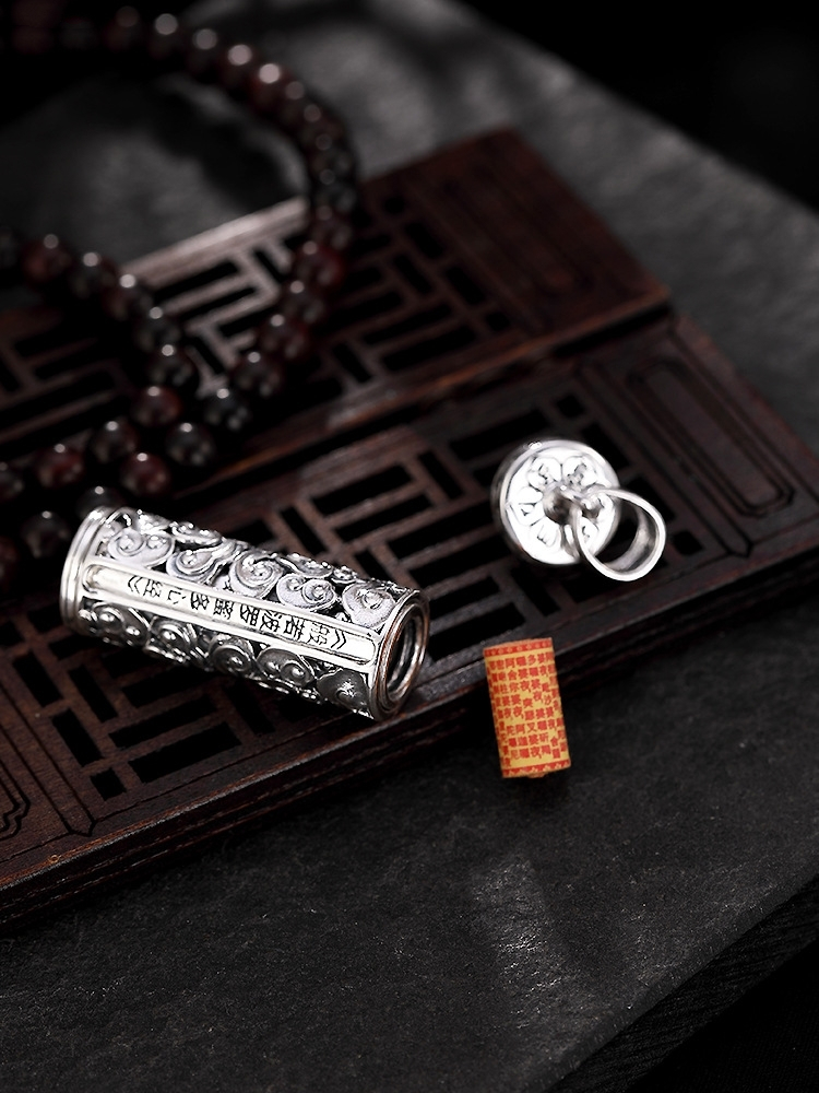 空心吊坠可打开放东西 s990足银佛空心放甘露放胎发放舍利子朱砂男女