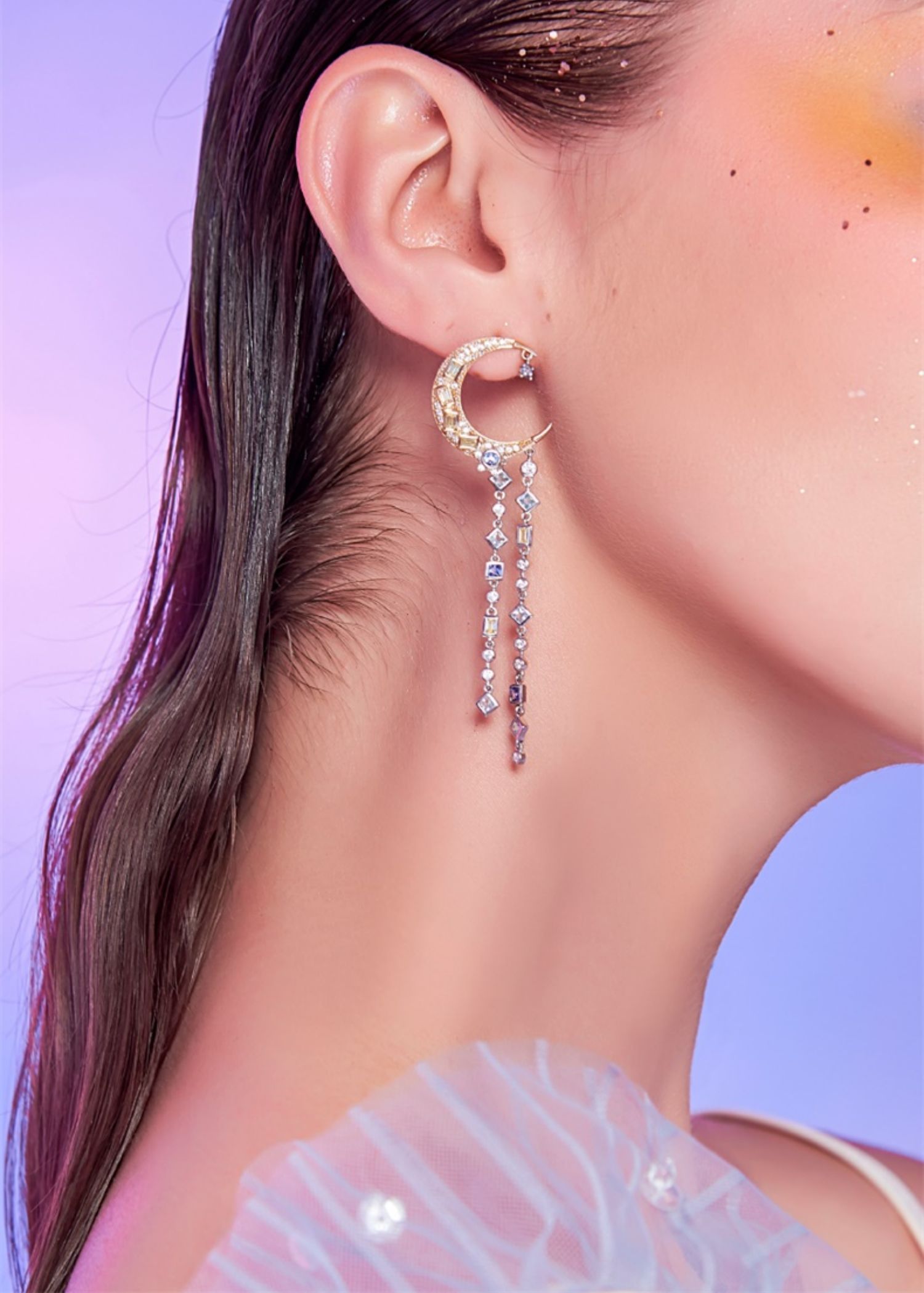 无有乐园诗无925银星月耳环女高级感大气轻奢耳饰不撞款银色一对