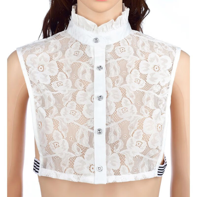 玉贝梵 假领子衬衫假领子女百搭假领衬衫领女士秋冬黑白色蕾丝背心式