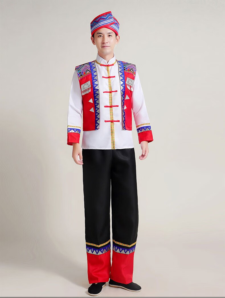 彝族服装男男士少数民族服装云南傣族彝族苗族民族风衣服葫芦丝演出