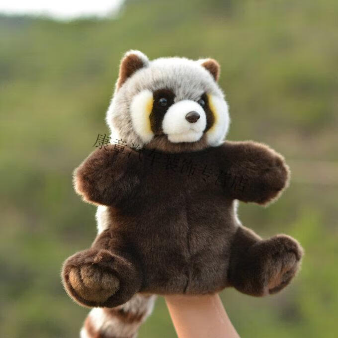 石仿真小浣熊手偶little raccoon腹语道具教学用品毛绒玩具公仔玩偶