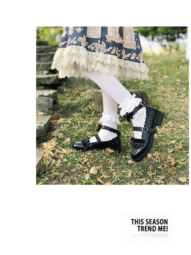 梅露露lolita鞋子原创日系洛丽塔中跟jk女软妹浅口萝莉小皮鞋 白色 女