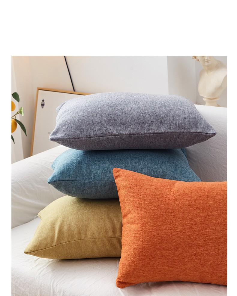 帕布纯色羊驼绒抱枕棉麻居家靠枕汽车腰枕办公室午睡枕橙色45x45cm