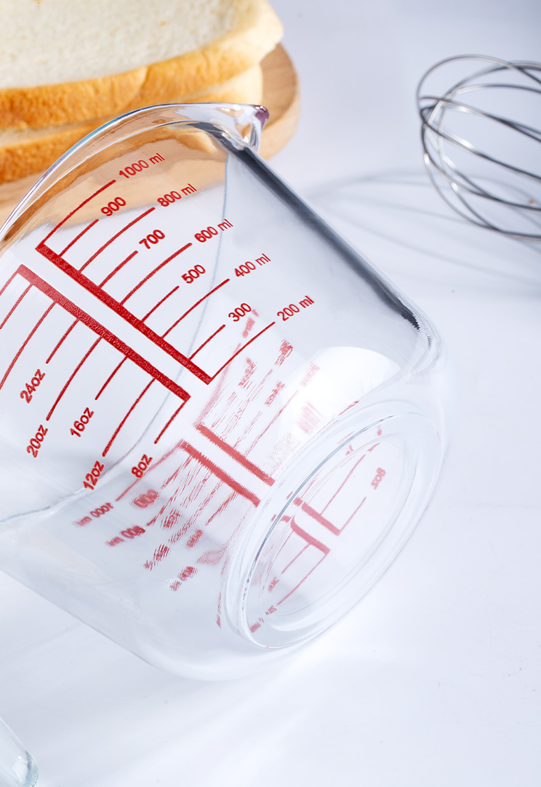 玻璃量杯带刻度耐高温厨房烘焙家用食品级大容量打蛋杯毫升计量杯钢化