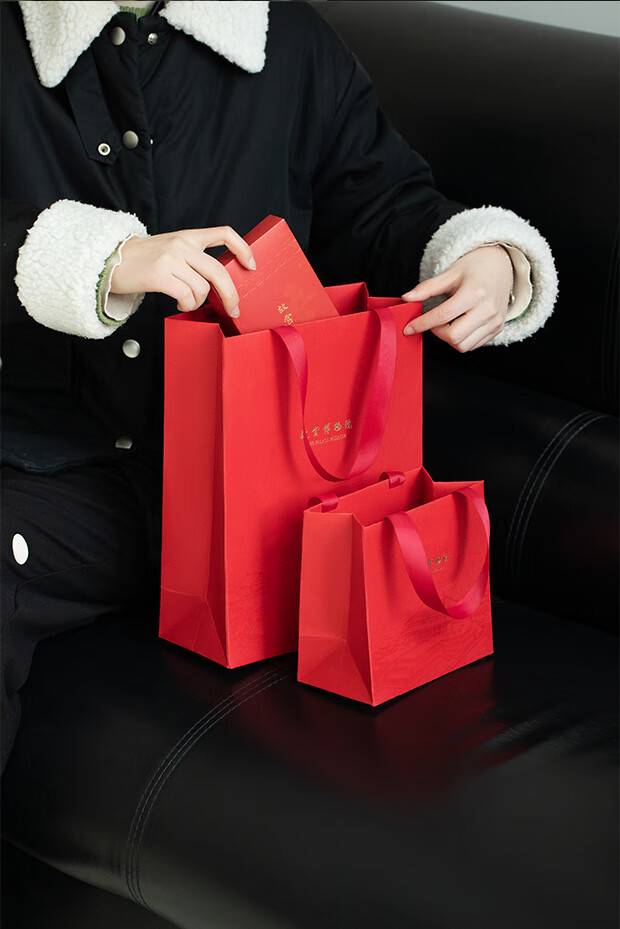 三尺鲤文创故宫博物院礼品袋红色包装精美中国风购物手提袋子创意生日