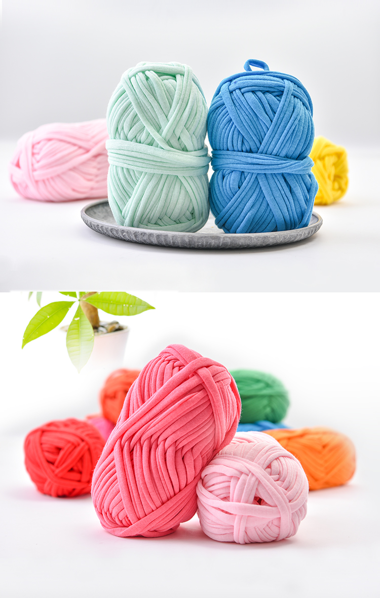 包包diy布条线地垫编织线手工粗毛线钩针毯子布带布绳材料 粉嫩碎花一