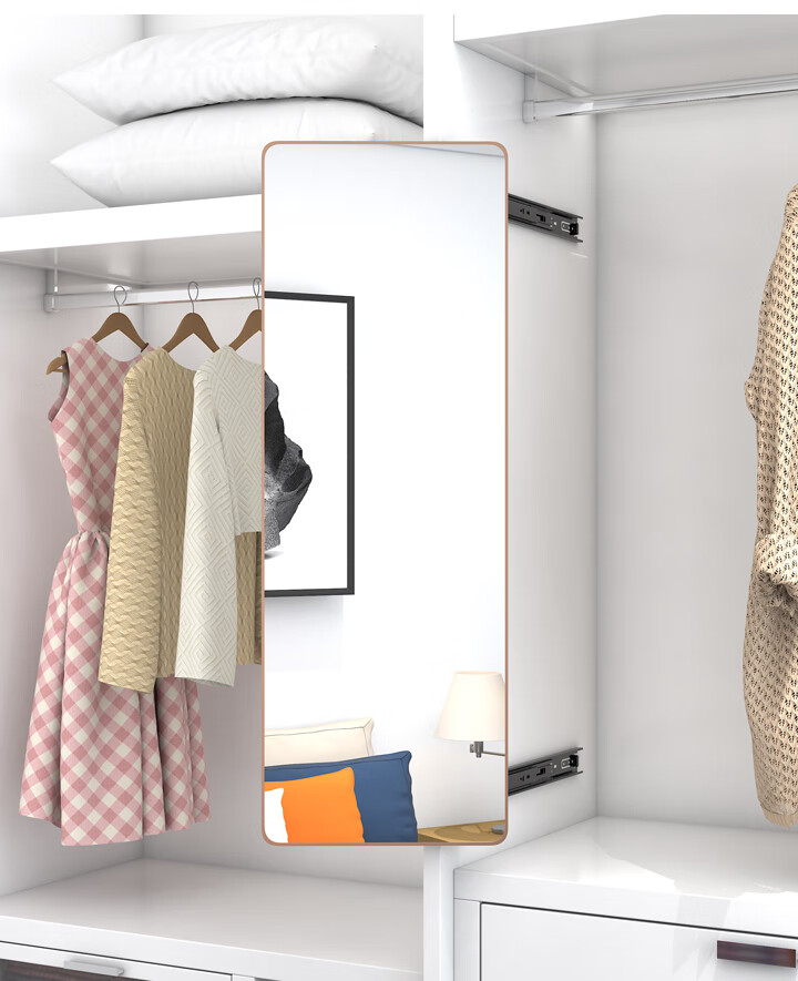 【精选好物】抽拉镜子旋转全身镜 穿衣镜衣柜内置折叠推拉旋转试衣