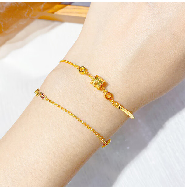 母亲节礼物恋柯5g黄金小蛮腰手链女高级感999足金半镯半链加长爱心尾