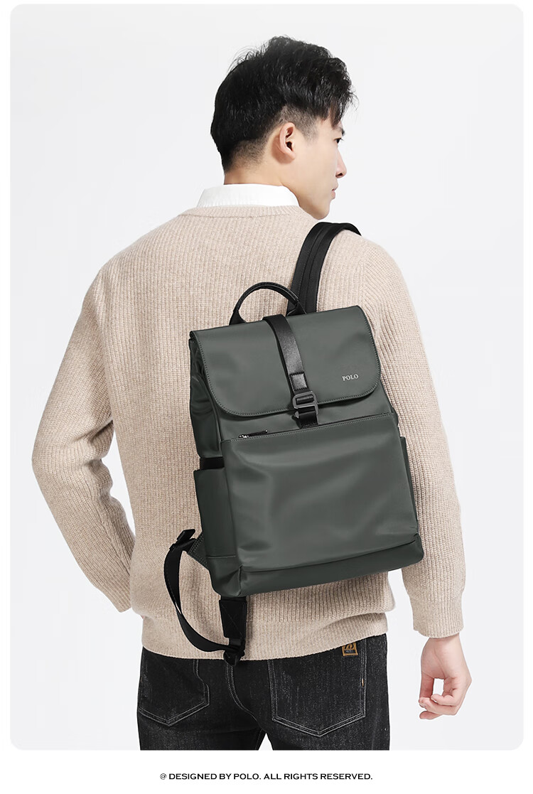 polo双肩包男大容量时尚休闲旅行电脑包男士背包初高中大学生书包