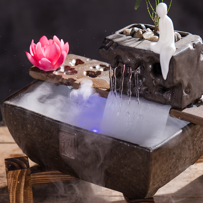 创意家居禅意简约现代流水摆件客厅装饰工艺办公桌面风水软装初心不带