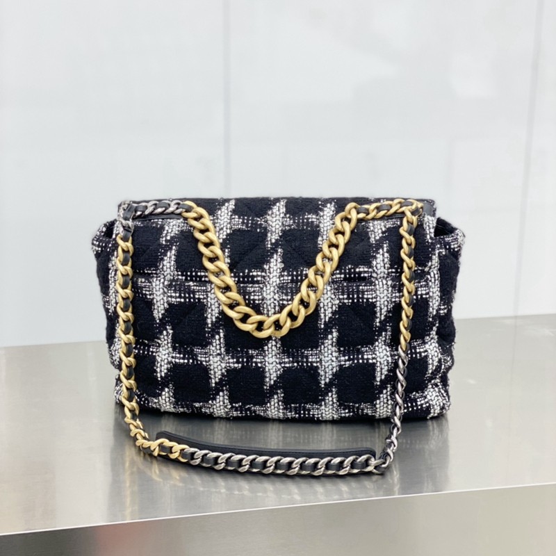 【二手99新】香奈儿(chanel)19bag千鸟格大号30开女士单肩包【图片