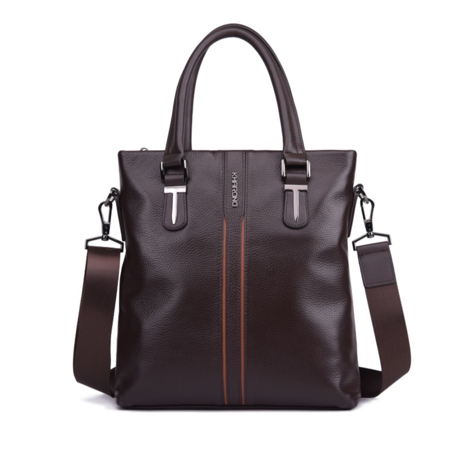 轻奢品牌卡欧诺袋鼠男包公文包真皮手提包男商务休闲竖款单肩斜挎软牛