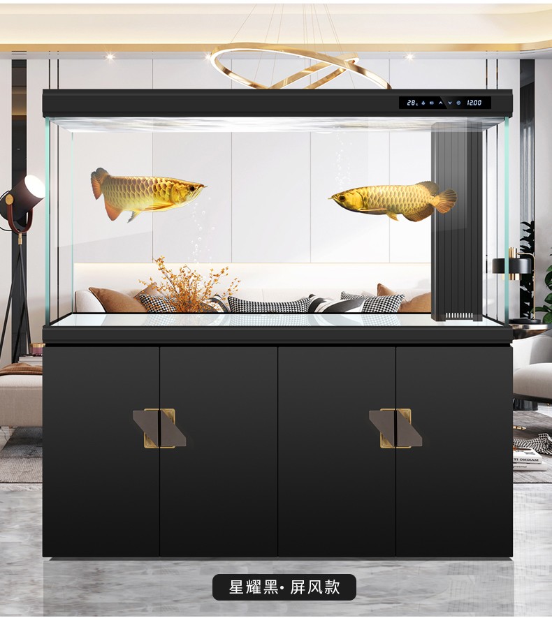 汉霸2022新款超白鱼缸客厅家用大型水族箱意式生态底滤金鱼缸办公室龙