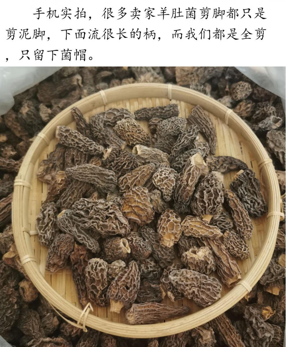 云南纯野生羊肚菌干货500g深山采摘剪柄羊肚菇食用菌蘑菇煲汤25克 50g