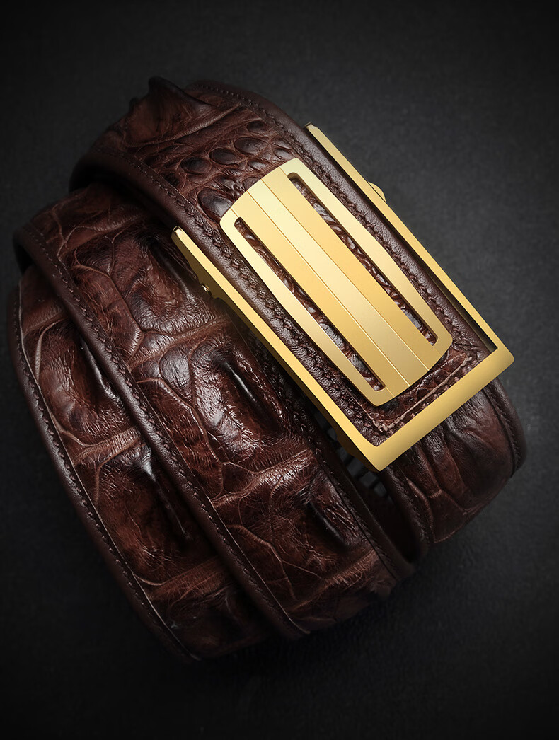 【品牌7折】汉兰特鳄鱼皮皮带男真皮湾鳄背骨皮腰带男士奢华休闲自动