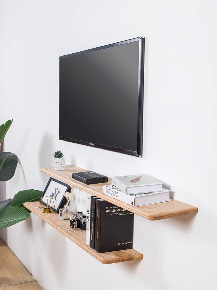 宫弗电视柜悬空电视背景墙置物架一字隔板搁板墙上电视柜卧室客厅