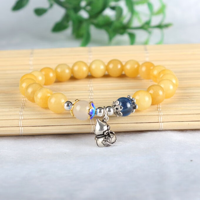 萃镶楼台湾老料橘子石手链情侣节日礼物情人节生日礼物 纯橘子石款108