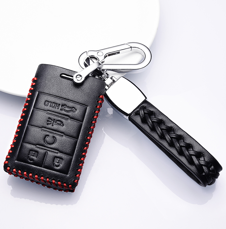 凯迪拉克钥匙套srx xts sls赛威cts汽车包改装壳扣 长方形四按键-黑色