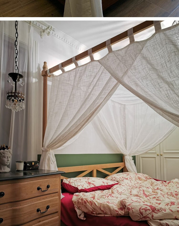 黛奴dainu东南亚风床幔轻奢白色床帘纱幔麻纱152m床幔宫廷清新家用