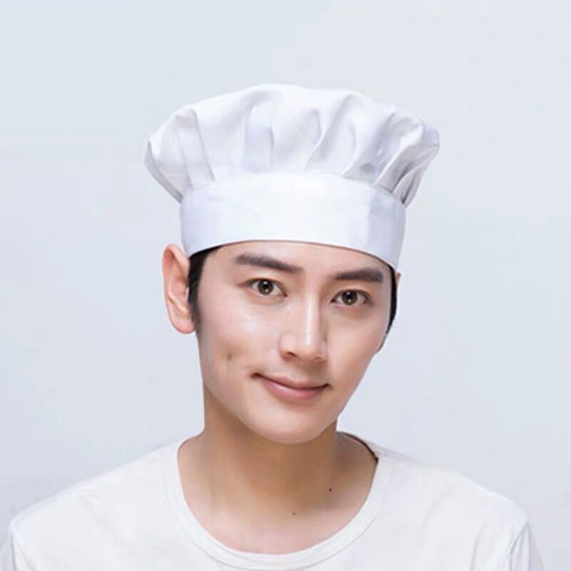 兴班厨师帽子男厨师工作帽女酒店餐厅后厨房布帽白蘑菇帽621ly白帽1只