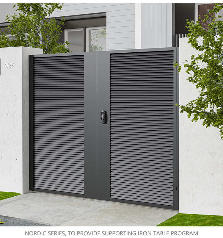 花园门铁艺庭院门别墅大门铝艺花园百叶门户外栅栏门不锈钢单双开门