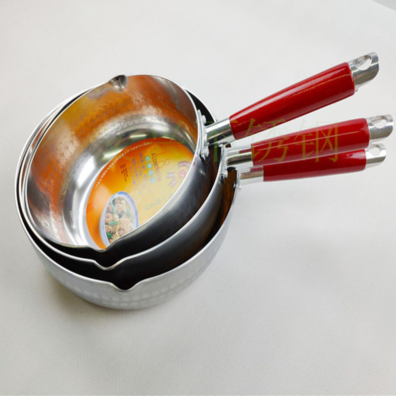 雪平锅铝制木柄不粘煮面粉煮粥煮汤瓢奶锅日本拉面泡面铝锅商用18cm钢