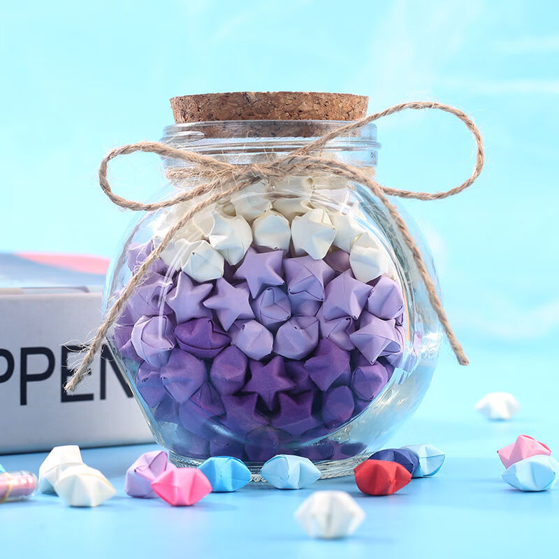 星星瓶520木塞玻璃瓶星星瓶许愿瓶led漂流瓶手工折纸星空瓶女生生日