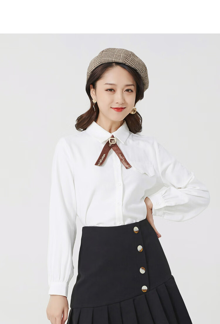 ief/爱依服衬衫女2019秋冬新款韩版时尚百搭学生宽松小领带上衣0910n