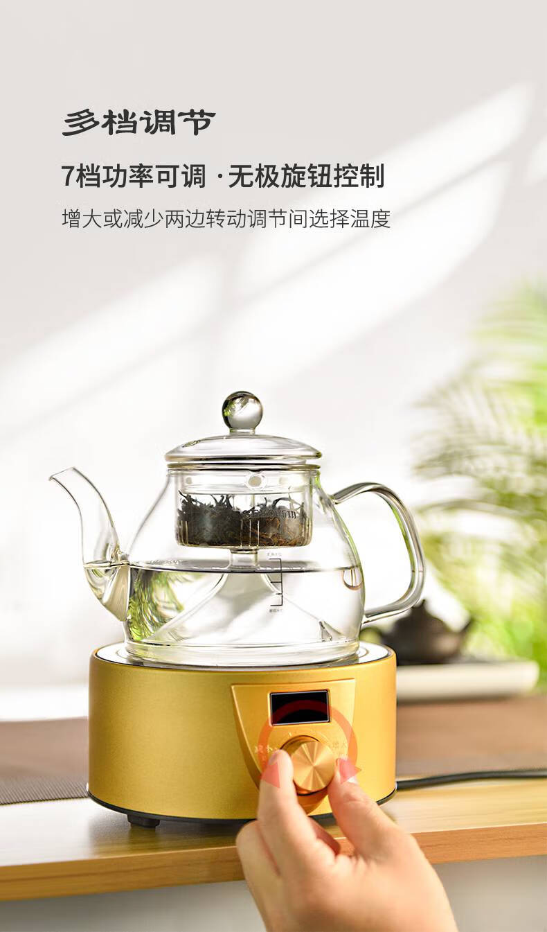 新功烧水壶电陶炉蒸汽醒茶泡茶养生玻璃煮茶器喷淋式煮黑茶壶734单壶