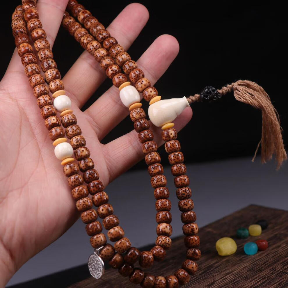 珍韵缘罕见满油十年陈籽星月菩提籽108手链手串念珠佛珠67老型桶珠多