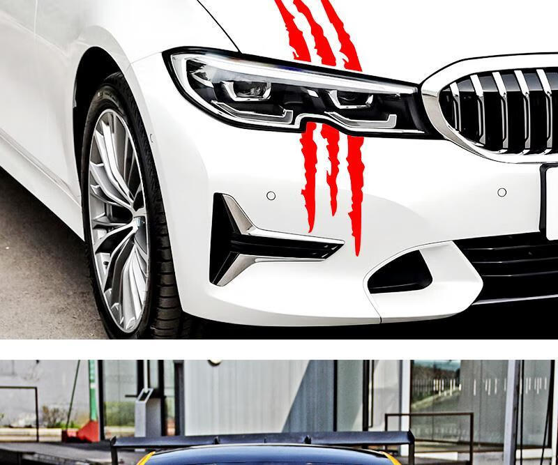 鬼爪车贴纸大灯引擎盖抓痕车贴创意改装饰鬼爪子车贴灯眉贴爪痕贴4010