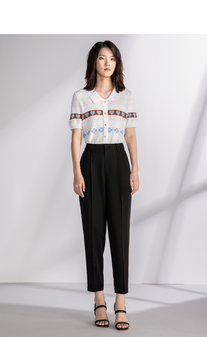 yifini易菲通勤百搭休闲直筒小脚裤女2022夏季新款铅笔裤锥形裤a05