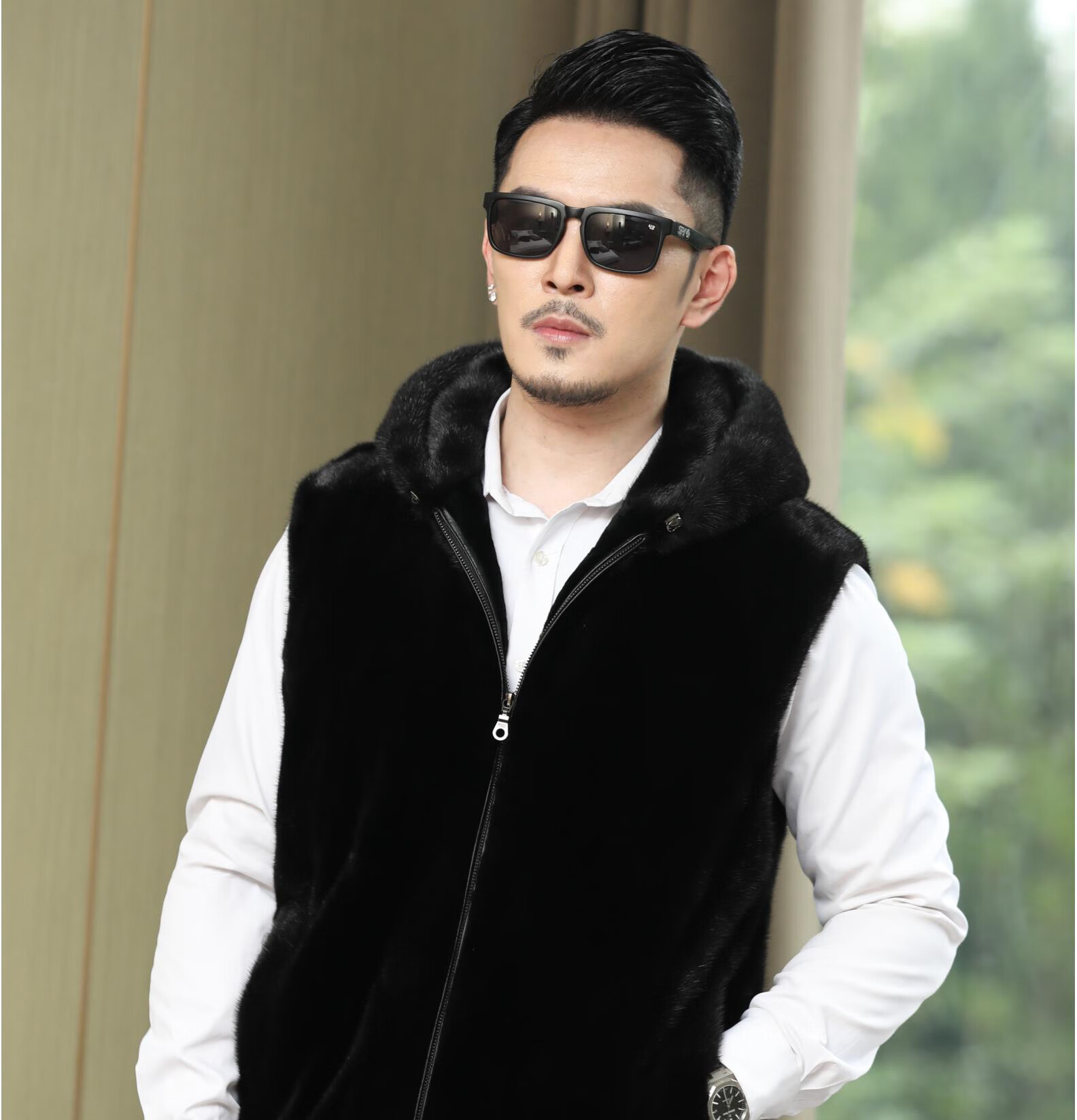 七· 匹狼集团特价捡漏进口整貂马甲貂皮外套男款海宁新皮草坎肩大衣