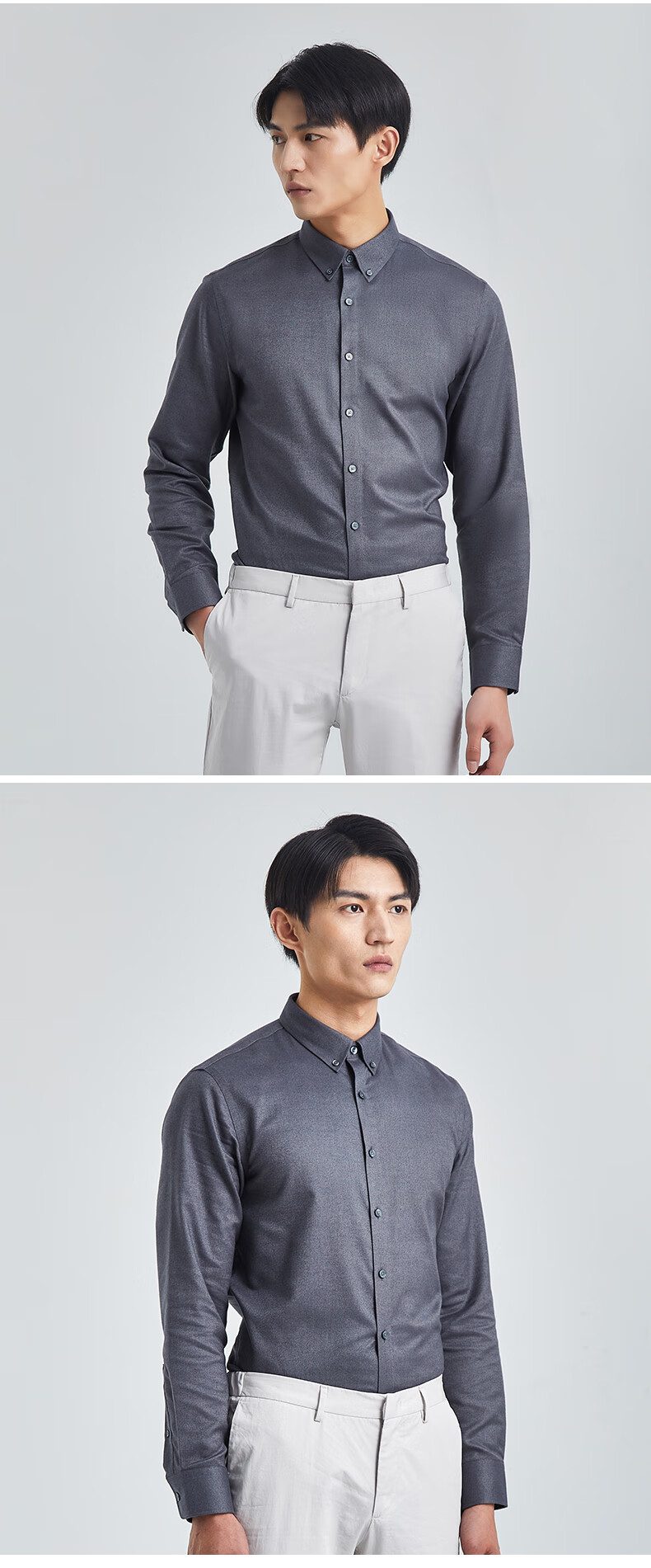 十如仕衬衫男长袖衬衣纯棉男士磨毛抗菌休闲衬衫春秋季免烫抗皱保暖