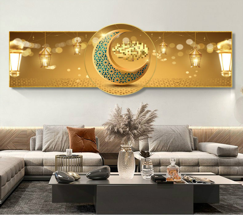 同款回族酒店餐厅大幅挂画一整幅回文回民饭店中堂画民族风特色艺术画