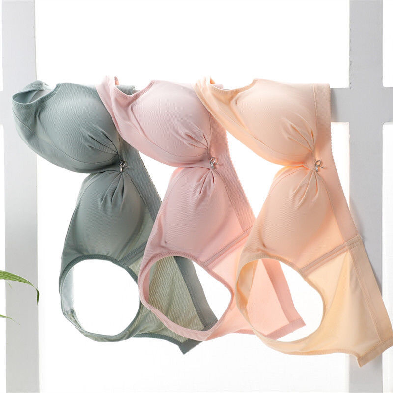 研豆无尺码内衣内衣女无钢圈深v薄款文胸大小胸胸罩黑色3680通杯中厚2