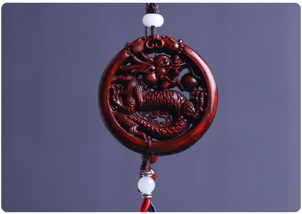 な京选60精品老品牌小叶紫檀木龙挂件红木雕刻龙牌吊坠木质龙形把玩