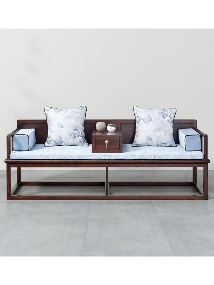 莺黛乌金木床榻实木新中式罗汉床18米2米现代禅意榻仿古贵妃黑颤色