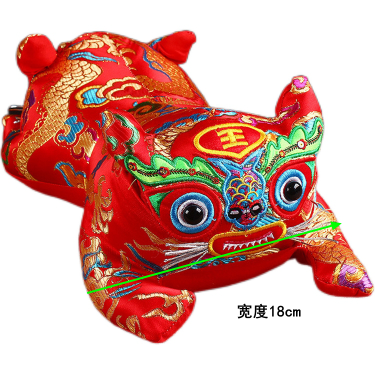 2022虎年新春枕头传统民间特色艺品双头刺绣布老虎虎头枕满月宝宝周岁