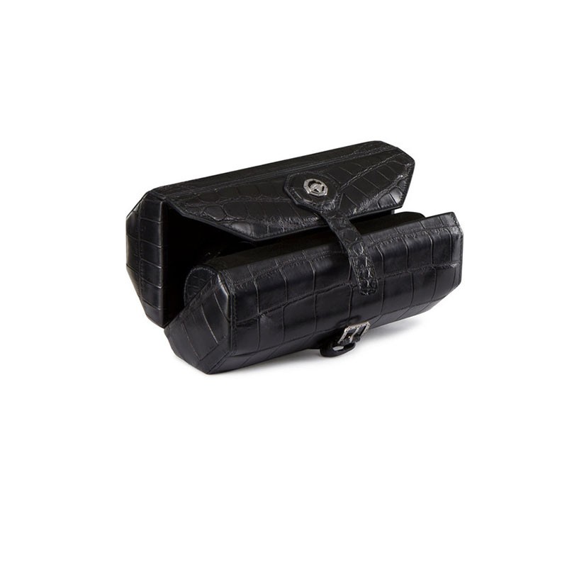 stefano ricci/史蒂芬2022新款男包时尚搭扣鳄鱼手表架手拿包 黑色