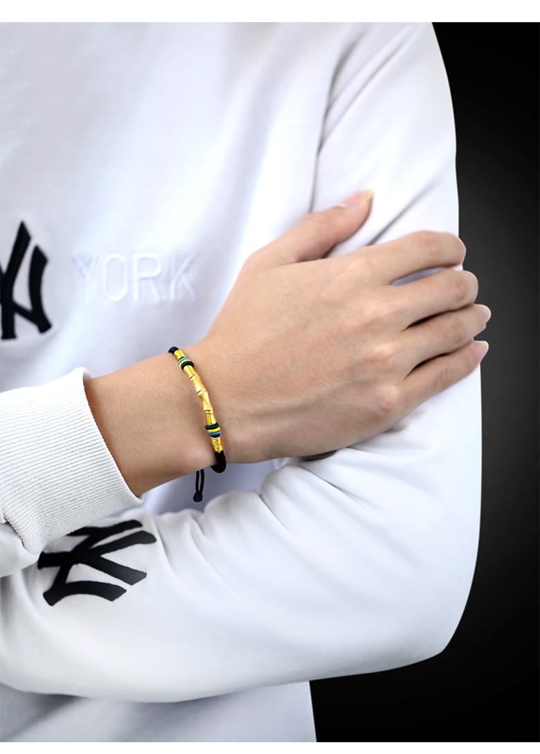 老凤凰黄金手链男士手链黄金竹节转运珠男3硬金999足金饰品情人节礼物