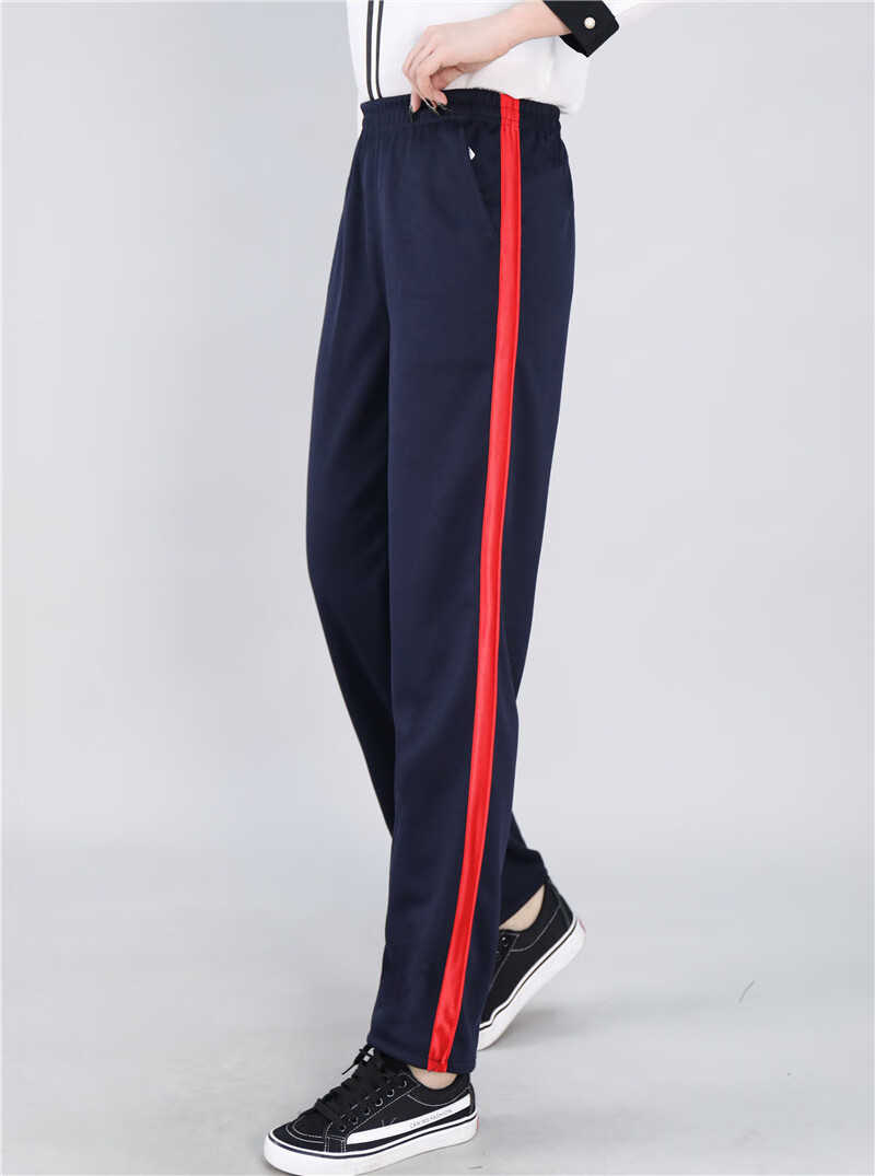 赛前热身青少年初高中生篮球训练健身夏季一条宽红边校服裤男女小学生