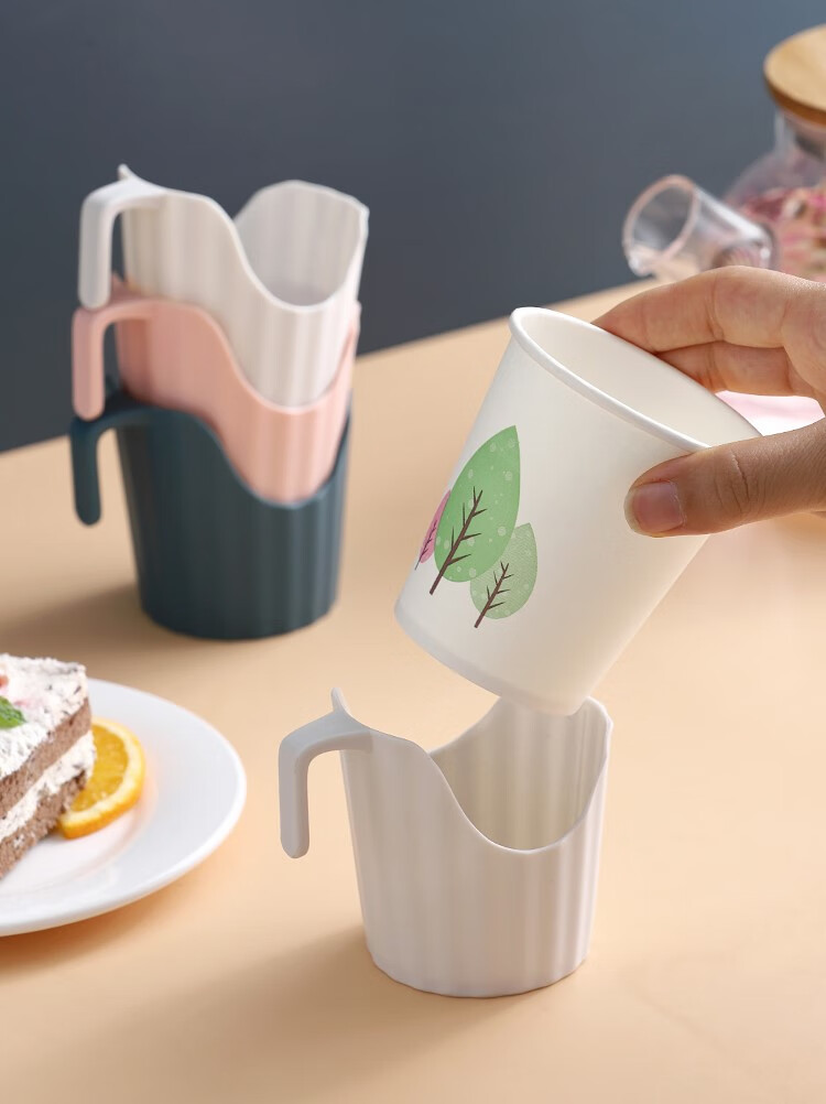 塑料杯托一次性纸杯杯托办公加厚杯托防烫杯托杯架隔热杯套茶杯托10.