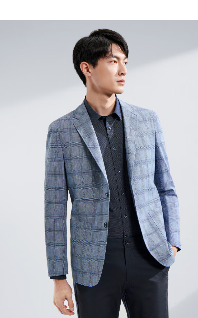 hla海澜之家格纹休闲西服2020春季新品混纺有型绅士外套男hwxad1q028a