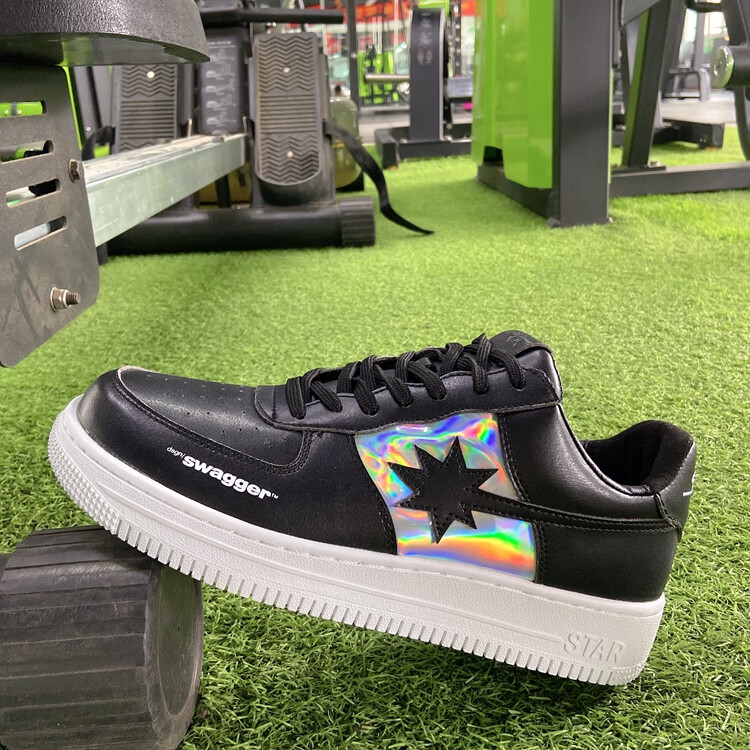 流星鞋白豹纹鞋粉星流星鞋滑板鞋渡口capper同款休闲潮流板鞋 黄蓝星