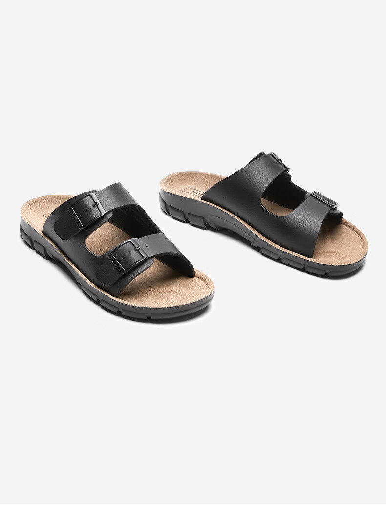 热风软木拖男2020年夏季新款男士休闲拖鞋h60m0205 01黑色 44